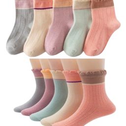 MOMISY Pack of 5 Solid Socks - Grey Beige Purple & Pink-7