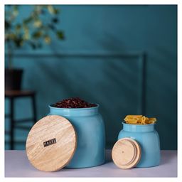 HAZEL Storage Container for Kitchen Air Tight Container for Storage with Lid, Set of 2, Blue, 750 ml, 2450 ml-picture-49