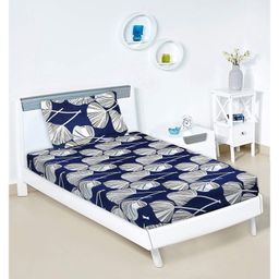 Kuber Industries Bedsheet  Cotton Single Bedsheet  Bedsheet with 1 Pillow Cover  Single Bedsheet for Kids Room  Patta Design Single Bedsheet  Wrinkle Free  Blue-image-34