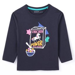 Doreme Single Jersey Knit Full Sleeves T-Shirt With Unicorn Print - Navy Blue-image-45