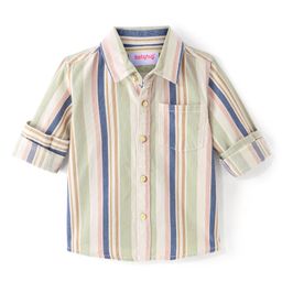 Babyhug Cotton Woven Full Sleeves Striped Shirt - Off White-image-25