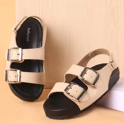 Babyoye Sandals with Velcro Closure Solid Colour - Beige-picture-23