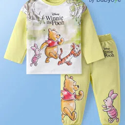 Babyoye Disney Terry Knit Full Sleeves Sweatshirt & Lounge Pant Set With Winnie the Pooh Graphics - Lime Green-picture-24