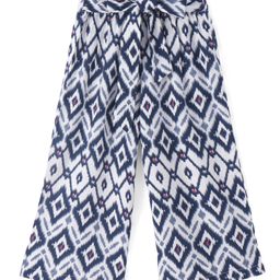 CrayonFlakes Ikat Printed Belted Palazzo - Offwhite-image-97