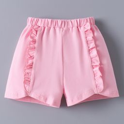 Mark & Mia Cotton Solid Shorts With Frill Detailing - Pink-image-43