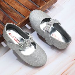 Mine Sole Butterflies Designed & Stones Embellished Marry Jane Ballerinas - Silver-image-68