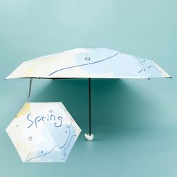 Kids Umbrella with Spring Print - Light Blue-16