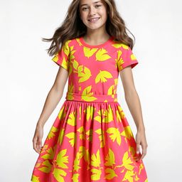 Pine Kids Cotton Knit Half Sleeves Frock with Birds Print - Dark Pink-image-51