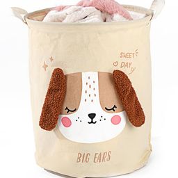 House of Quirk Round Laundry Basket, Cute Cartoon Kids Nursery Hamper,Boys Toy Storage Organizer,Childern Cloth Storage Basket,Baby Laundry Hamper,Nursery Bin Box Room Decoration (Beige Pup)-27