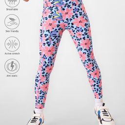 Pine Active Knit Full Length Super Stretch Leggings With Floral Print - Multicolor-image-76