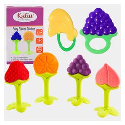 Kritiu Fruit Shaped Silicone Stand Teether Pack Of 6 - Multicolour-23
