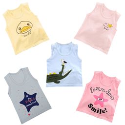 MumsLap 100% Cotton Pack Of 5 Sleeveless Duck & Alligator Printed Vests - Multi Colour-image-3