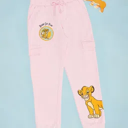 Pantaloons Junior Cotton The Lion King Featuring Simba Printed Track Pants - Pink-picture-40