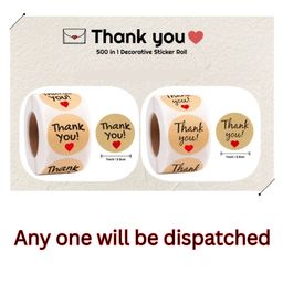 YAMAMA Thank You Theme 500 In 1 Decorative Sticker Roll Self-adhesive Label For Crafts Enevelope Gift Packaging - Design And Color May Vary-19