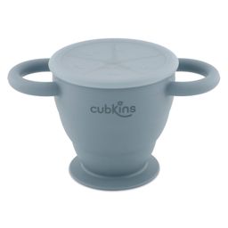 CUBKINS Snack Cup with Lid for Children | Collapsible | Suction Base | Soft & Smooth Flips | 100% Silicone, BPA Free, Food Grade, FDA Approved | Easy to Clean (Blueberry)-2