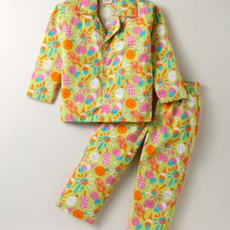 Rikidoos Full Sleeves Ice Creams Printed Coordinating Night Suit Set - Parrot Green-image-117