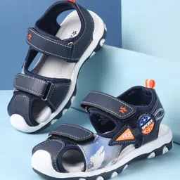Cute Walk by Babyhug Velcro Closure PU Sandal with Sport Patch - Blue-picture-24