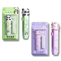 Asera Fancy Kawaii 2 Pcs Unicorn and Panda design Cutter Style Erasers with Clutch Mechanism for Kids-image-84