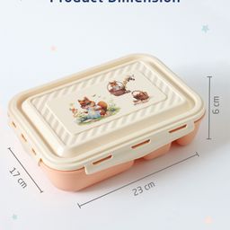 Zoe Portable Lunch Box with 4 Compartment Squirrel Print - Grey image 2