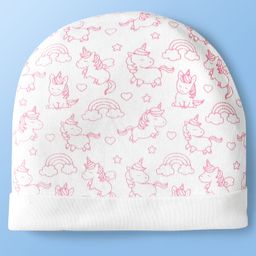 Doodle Poodle Interlock Knit Cap Mittens & Booties With Heart Print Fuchsia - Diameter 13.5 cm image 2