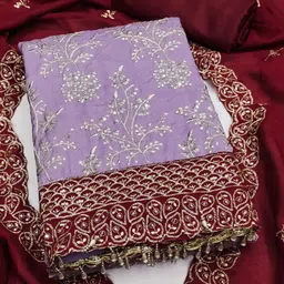 Mitera Embroidered Art Silk Unstitched Dress Material-image-5