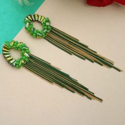 DIVASTRI Gold-PlatedArtificial Beads Beaded Contemporary Drop Earrings-image-3