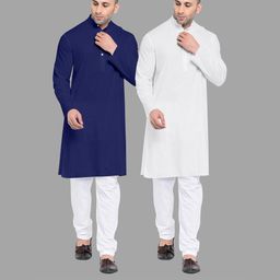 VS MALL White Cotton Blend Kurta Sets-image-67