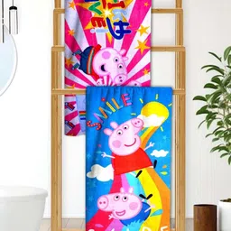 Athom Living Blue & Pink 2 Printed Cotton 350 GSM Bath Towel-38