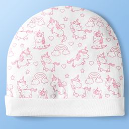 Doodle Poodle Interlock Knit Cap Mittens & Booties With Heart Print Fuchsia - Diameter 13.5 cm image 3