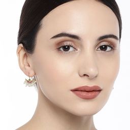 Anouk Gold-Plated Cubic Zirconia Studded Crescent Shaped Chandbalis image 2