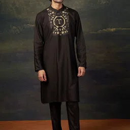 THETAA Men Yoke Design Regular Pure Silk Kurta with Pyjamas-picture-44