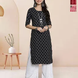 7Threads Selection Of 3 Geometric Printed Round Neck Straight Kurtas-picture-0