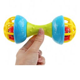 New Pinch Baby Dumb Bell Shaped Rattle Teether - Multicolor (pack of 2) image 4