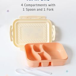 Zoe Portable Lunch Box with 4 Compartment Squirrel Print - Grey image 4