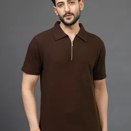 Colorchakra Self Design waffle Knit Polo Collar T-shirt-picture-23