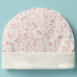 Ben Benny 100% Cotton Knit Cap Mitten & Booties Set With Solid Colour & Tropical Print Pack Of 2 Peach & White - Diameter 10 cm image 5