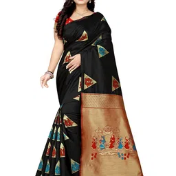 DIVASTRI Woven Design Zari Pure Silk Banarasi Saree-image-88