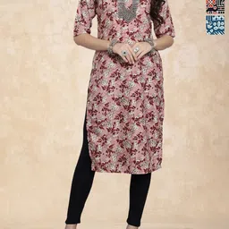 Anouk Rustic Selection Of 3 Floral Printed Round Neck Straight Kurtas-71