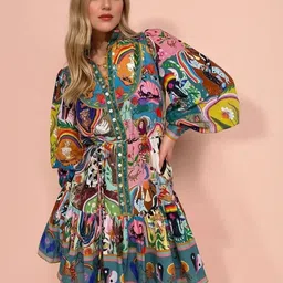 HERE&NOW Abstract Print Fit & Flare Dress-image-39