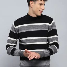 Monte Carlo Grey Regular Fit Striped Pullover-picture-9