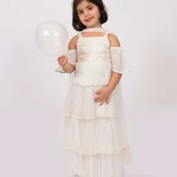 Elaisha Girls Off White Regular Fit Lehenga Choli-picture-14