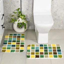 Saral Home Green Polyester Modern Bathmat-19