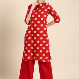 Anouk Floral Printed Pure Cotton Kurta with Palazzos-image-40