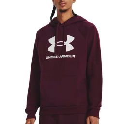 Under Armour Maroon Cotton Loose Fit Logo Printed Hooded Sweatshirt-image-18