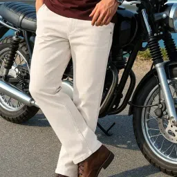 Bewakoof Beige Cotton Solid Straight Fit Jeans-picture-46