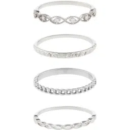 Accessorize London Sparkle Silver Alloy Casual Ring (Set of 4)-46
