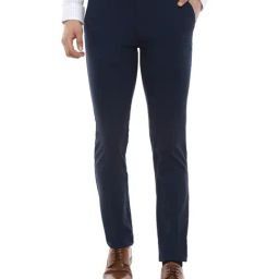 Van Heusen Sport Navy Slim Fit Flat Front Trousers-image-69