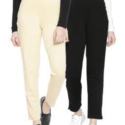 Dollar Missy Black & Cream Elasticated Trousers - Pack of 2-image-54