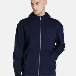 Puma Modern Basics FZ Navy Cotton Regular Fit Hooded Sweatshirt-image-59