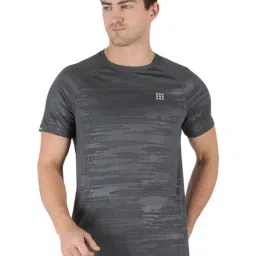 Rock.it Grey Self Pattern Slim Fit T-Shirt-image-37